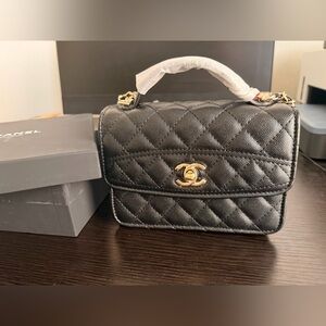Chanel GWP Black Leather Make Up Gift Bag
